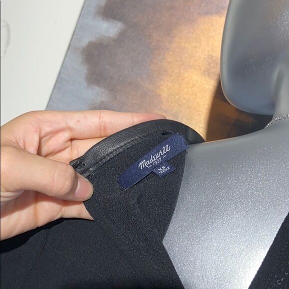 Madewell  Blouse Leather Collar in Black Size XS - Picture 10 of 10